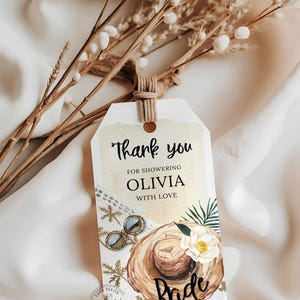 Printable Tropical Bridal Shower Favor Tags, Beach Bridal Shower Tags, Summer Theme Bridal Shower Thank you tag Instant Download 0336