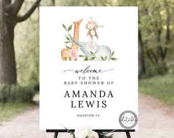 Safari Welcome Sign, Safari Party Welcome Poster, Safari Baby Shower Welcome Sign, Welcome EDITABLE Template, 0261