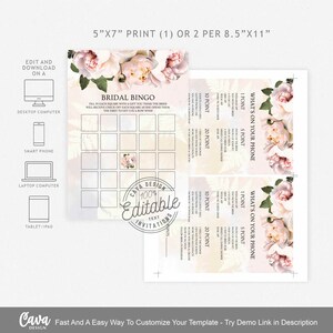 Blush Pink Floral Bridal Shower Games, Editable Printable Bridal Shower ...