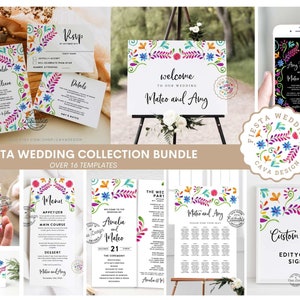 Conjunto de invitaciones de boda en México, paquete de invitaciones de boda de destino, conjunto de invitaciones de boda, plantillas editables WD_105