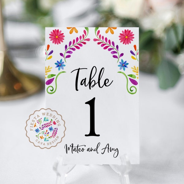 Mexico Wedding Table Number Sign Templates, Fiesta Wedding Theme Editable Table Number Cards, Table Number Cards, WD_105