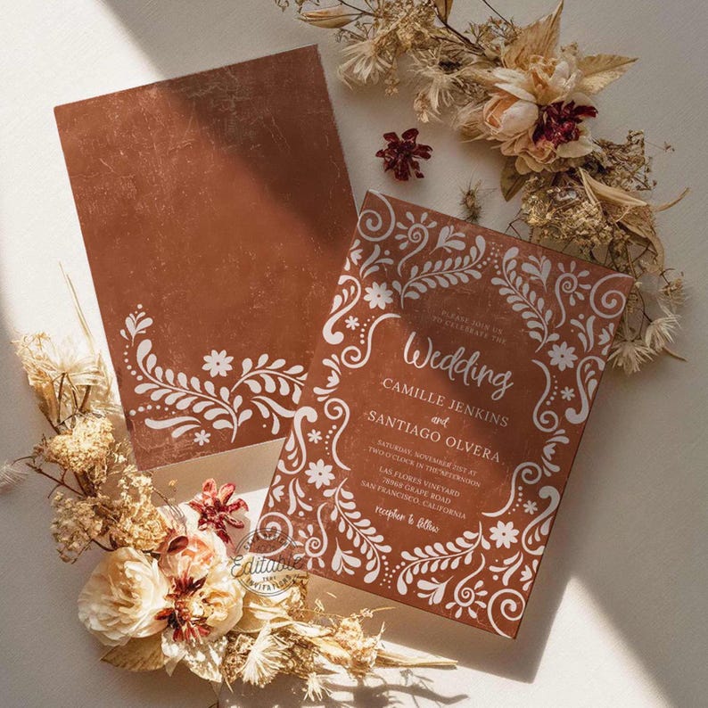Talavera Modern Mexican Wedding Invite Template