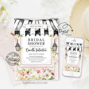 Gartenparty Einladung, bearbeitbarer Blumenmarkt Brautdusche einladen Garten-Hochzeitsdusche einladen, Brunch-Brautdusche einladen 0325EP