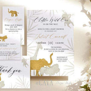 Boy Safari Baby Shower Invitation, Jungle Baby Shower Invitation, Boy Baby Shower Invite, Gold Safari Invitation, Printable Template BS 0302
