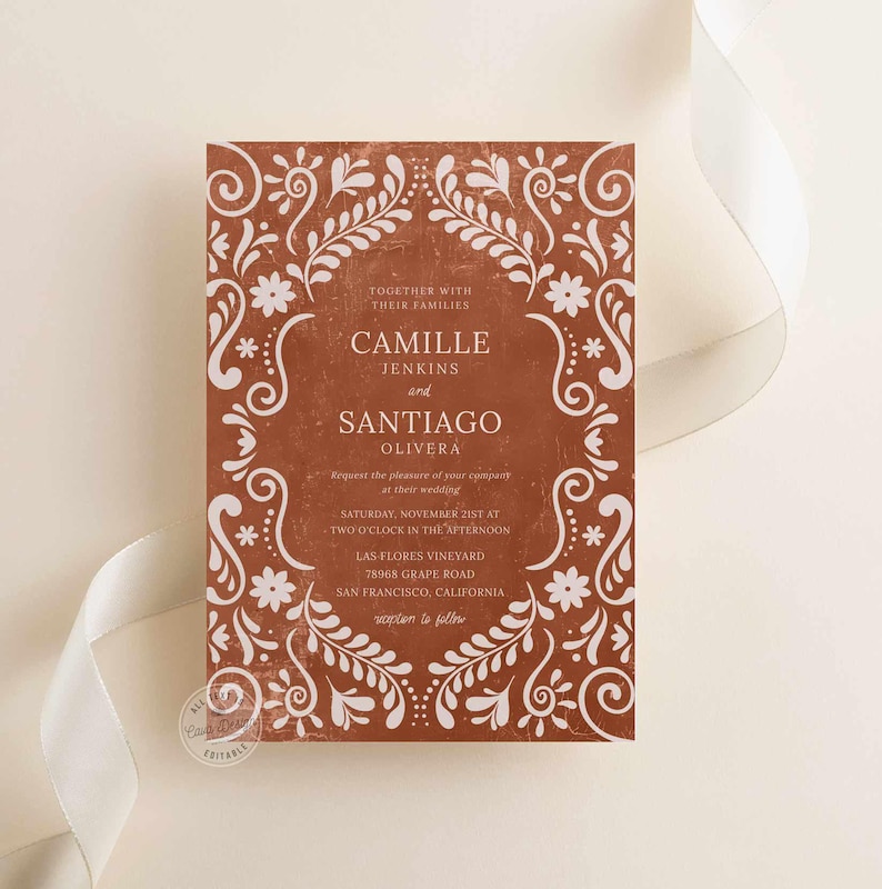 Papel Picado Mexican Wedding Invitation