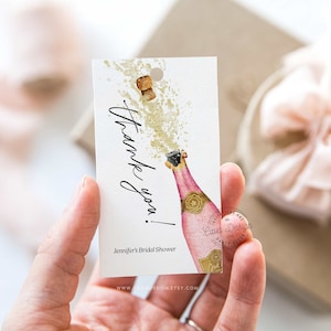 Editable Brunch and Bubbly Bridal Shower Tags, Pink Champagne Wedding Shower Favor Tags, Bachelorette Tag Favor, Editable Tags WD 227