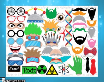 Crazy Scientist Props V2 - Cutting Files Svg Png Jpg Eps Dxf Digital Graphic Design Lab Laboratory Prop Photobooth Commercial Use (00561c)