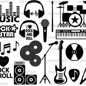 Rock And Roll Monogram - Cutting Files Svg Png Jpg Eps Dxf Digital Graphic Design Instant Download Commercial Use Music 00798c