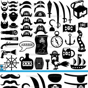 Piratas monograma negro - cortar archivos Svg Png Jpg Eps Dxf Digital diseño gráfico descarga inmediata uso comercial (c 00879)