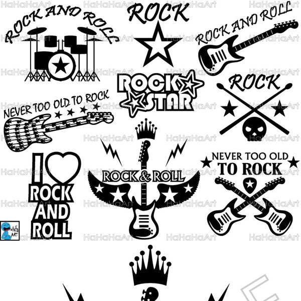 Best Rock And Roll Shirt Design - Cutting Files Svg Png Jpg Eps Dxf Digital Graphic Instant Download Commercial Use Music Monogram (00804c)