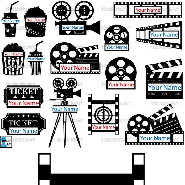 Split Cinema Monogram - Cutting Files Svg Png Jpg Eps Dxf Digital Graphic Design Instant Download Commercial Use Movie Retro Old (00844c)