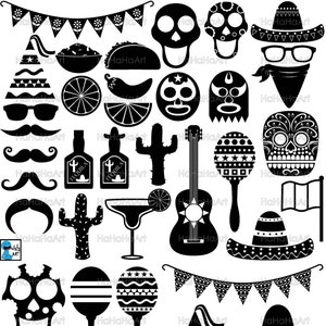 Fiesta Monogram Black - Cutting Files Svg Png Jpg Eps Dxf Digital Graphic Design Instant Download Commercial Use Cut Mask Party (00605c)