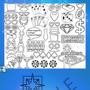 Las Vegas monogramma profilo - taglio file Svg Png Jpg Eps Dxf Digital Graphic Design Download immediato uso commerciale tagliato Party USA (00633c)