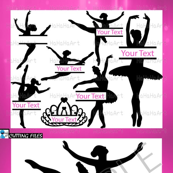 Ballet Girls - Big Split Black - Cutting Files Svg Png Jpg Eps Dxf Digital Graphic Design Girl Ballerina Commercial Use (00494c)