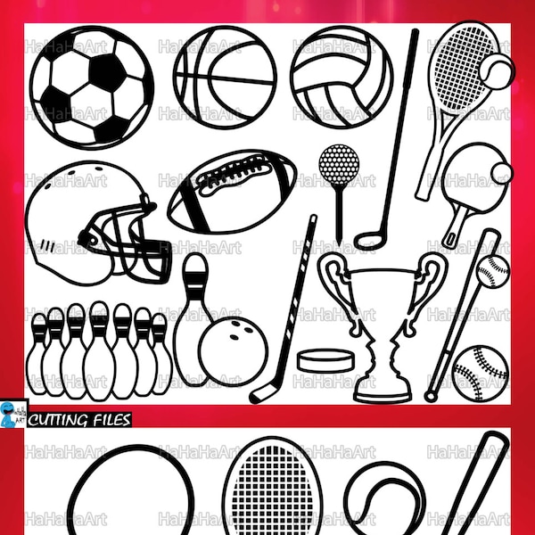 Fun Sport Equipment V1 - Cutting Files Svg Png Jpg Eps Dxf Monogram Digital Graphic Design Baseball Sport Image Commercial Use (00410c)