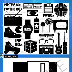I Love The 80s V2 Solid Monogram Black - Arquivos de corte Svg Png Jpg Eps Dxf Design gráfico digital Retro Ano 1980 Uso comercial (00454c)