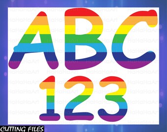 Rainbow Font - Digital Cutting files Svg Png Eps Jpg Graphic Design Instant Download Personal Commercial Use (00317c)