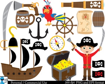 Pirates Set Clipart - Digital Clip Art Graphics, Personal, Commercial Use - 30 PNG images (00052)