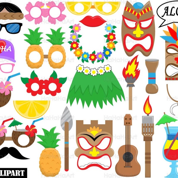 Hawaii accessoires Ver.1 - Set Digital Clipart, Clip Art graphique, usage personnel, utilisation commerciale, téléchargement immédiat (00256)