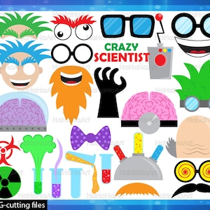 Crazy Scientist Photo Booth Props: SVG JPG Cutting Files (Digital Download)