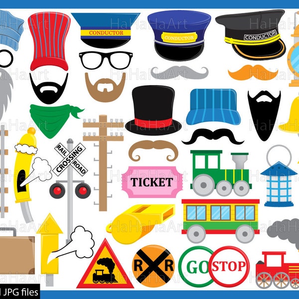 Train Props - Cutting Files SVG JPG Digital Graphic Design Instant Download Commercial Use Photo Booth Party Funny Fun Trains Hat (00991)