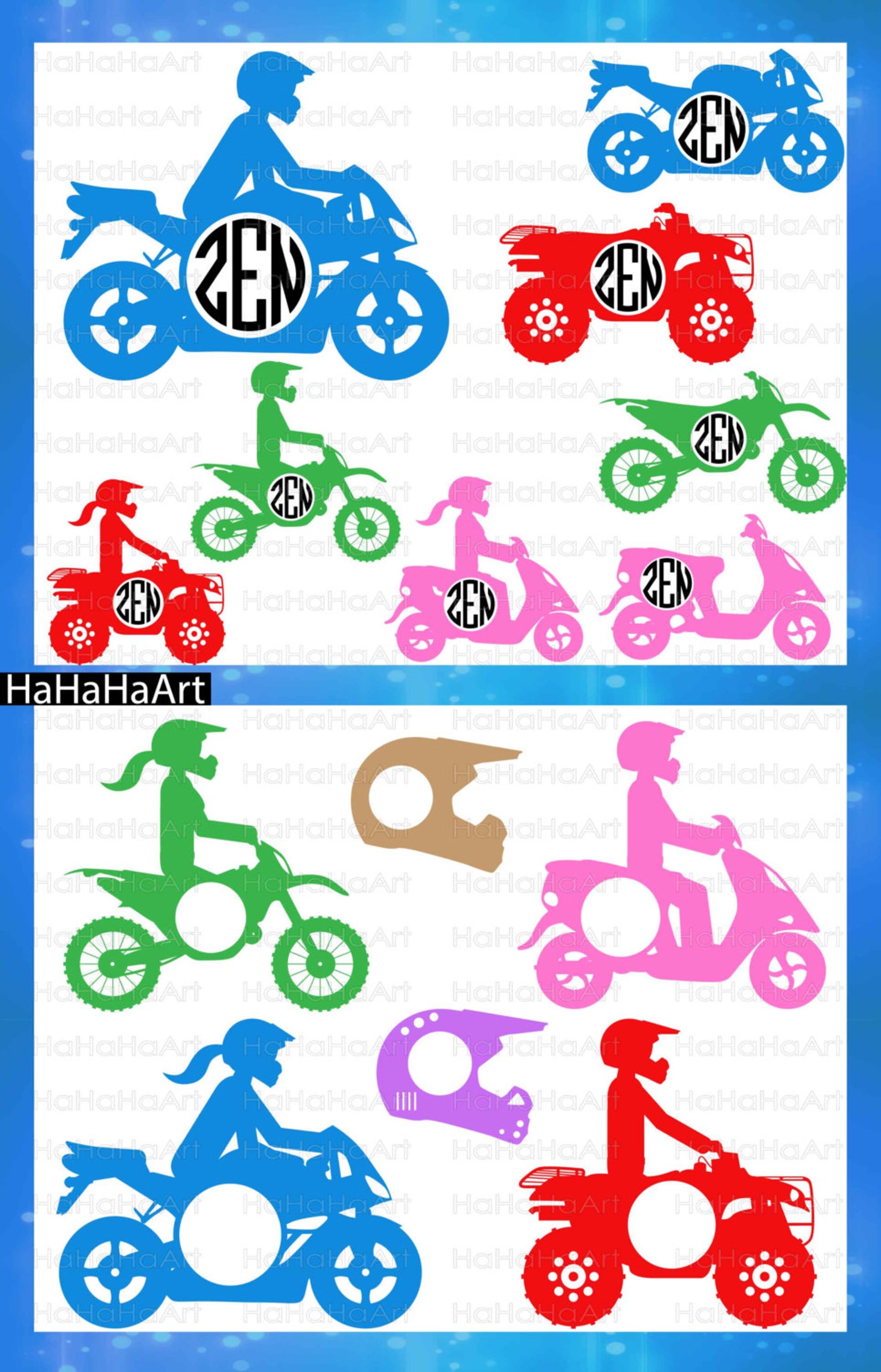 Motorcycles Atv Monogram Color Cutting Files Svg Png Eps Etsy