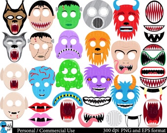 Monster Props - Set Clipart - Digital Clip Art Graphics, Personal, Commercial Use - 108 PNG images (00183)