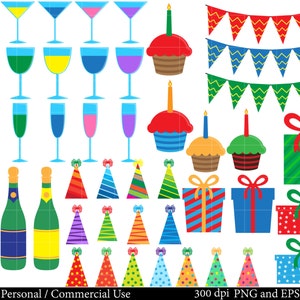 Party Set Clipart Digital Clip Art Graphics, Personal, Commercial Use ...
