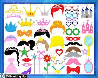 Princess Photo Booth Props: Crowns, Hats, and More (Digital Download)