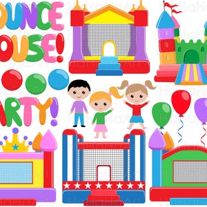 Bounce House Party Clipart: 24 Graphics (Digital Download)