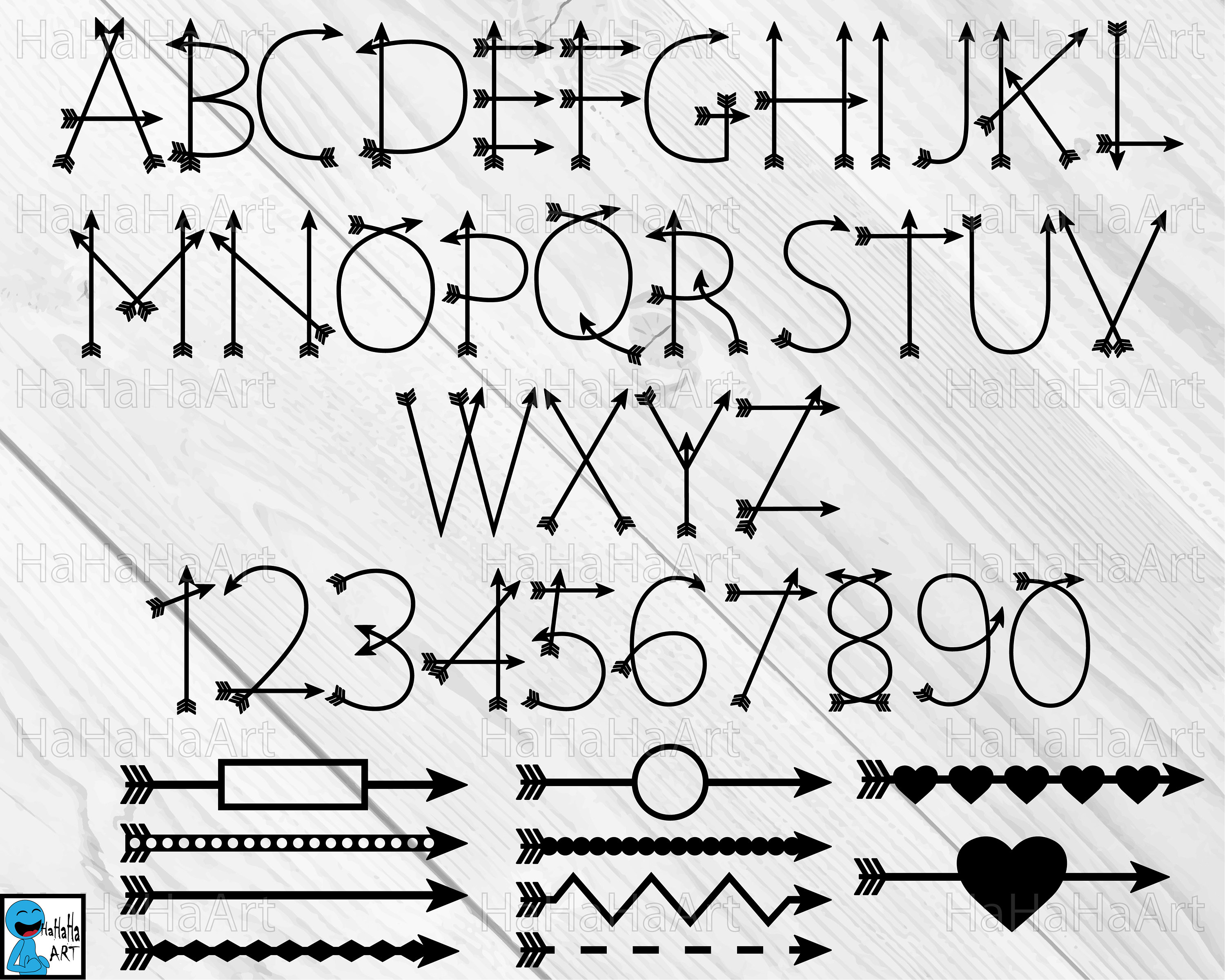 Arrow Alphabet V1 Clipart / Cutting Files svg png jpg dxf | Etsy