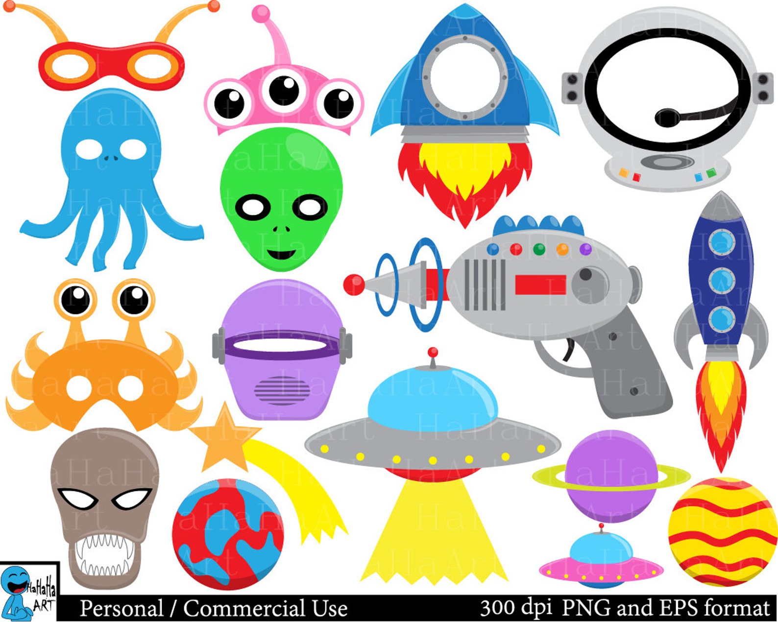 Alien Props Set 1 - Set Clipart Digital Clip Art Graphics Personal ...