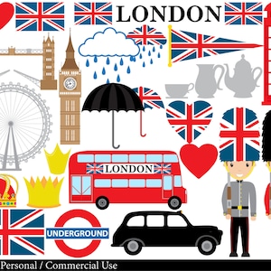 London UK - Set Clipart - Digital Clip Art Graphics, Personal, Commercial Use - 45 PNG images (00151)