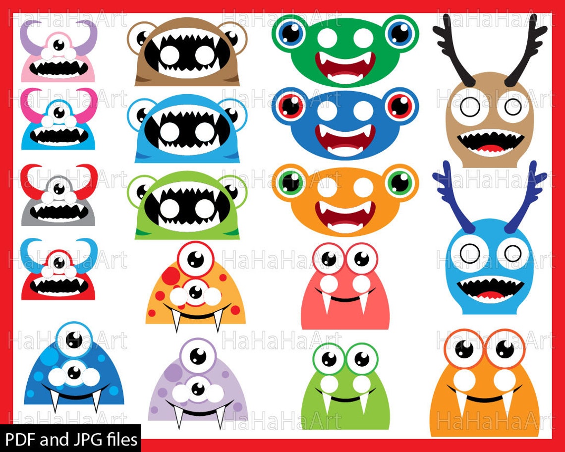 Cute Monsters Props V2 Clipart PDF JPG Digital Graphic - Etsy