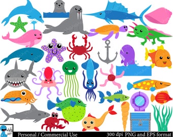 Under the sea - Set 2 Clipart - Digital Clip Art Graphics, Personal, Commercial Use - 63 PNG images (00161)