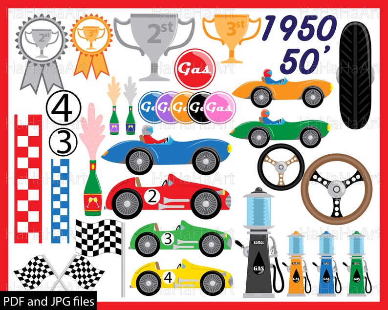 50s Race Car Props V3 PDF JPG files digital graphic design | Etsy