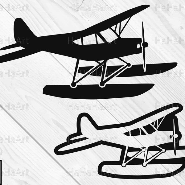 Plane With Floats - Clipart / Cutting Files svg png jpg dxf digital graphic design Instant Download floatplane fly water 01146c