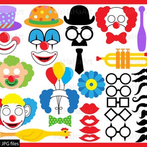 Clown Props - ClipArt PDF JPG digitale grafisch ontwerp commercieel gebruik Instant Download Clip Art Prop Photo Booth grappige partij (00166)