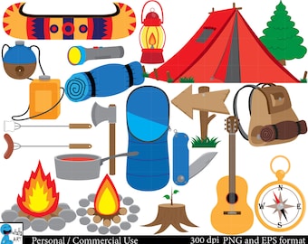 Camping Set Clipart - Digital Clip Art Graphics Personal Commercial Use - 72 PNG images (00029)