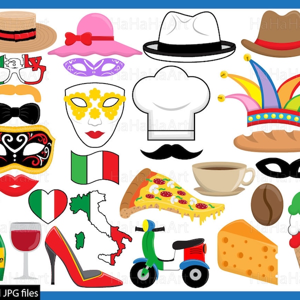 Italy Props - Cutting Files SVG JPG Digital Graphic Design Instant Download Commercial Use Photo Booth Party Funny Fun Hat Pizza (00158c)