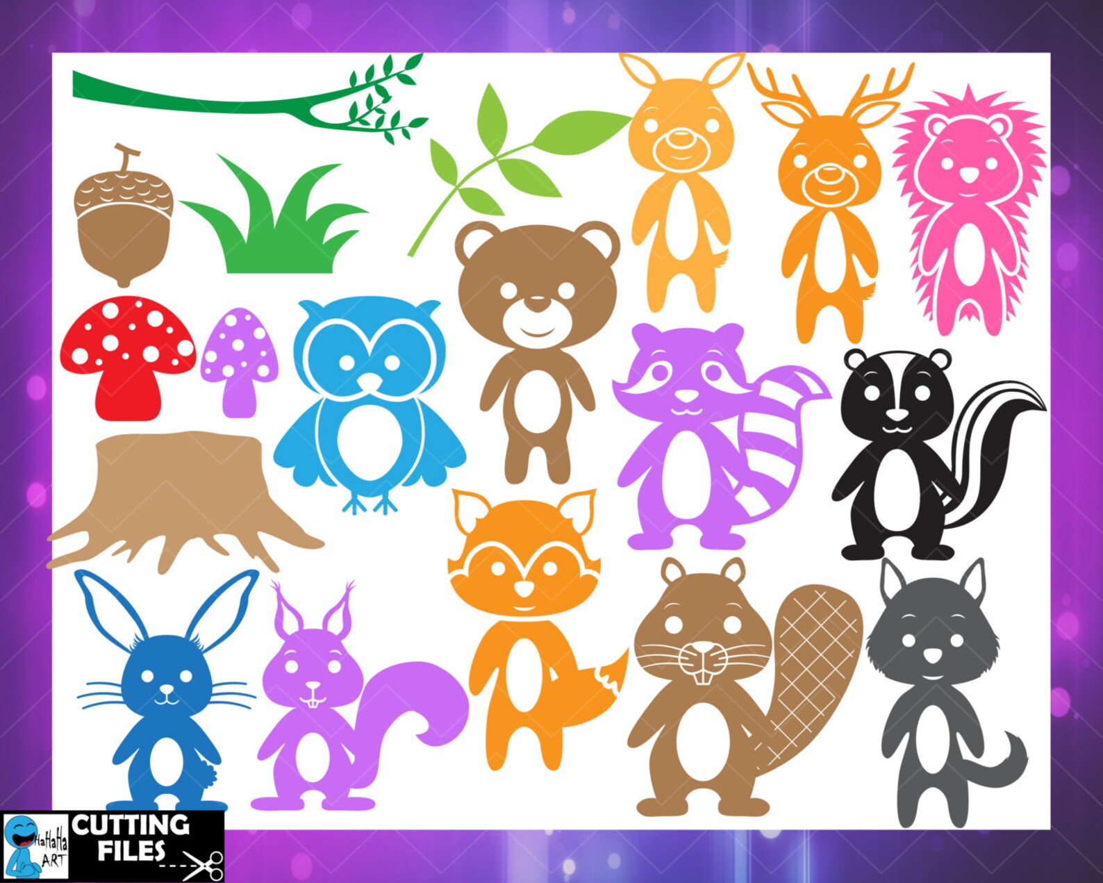 Download Cute Forest Animals Monogram Digital Cutting files SVG Eps | Etsy