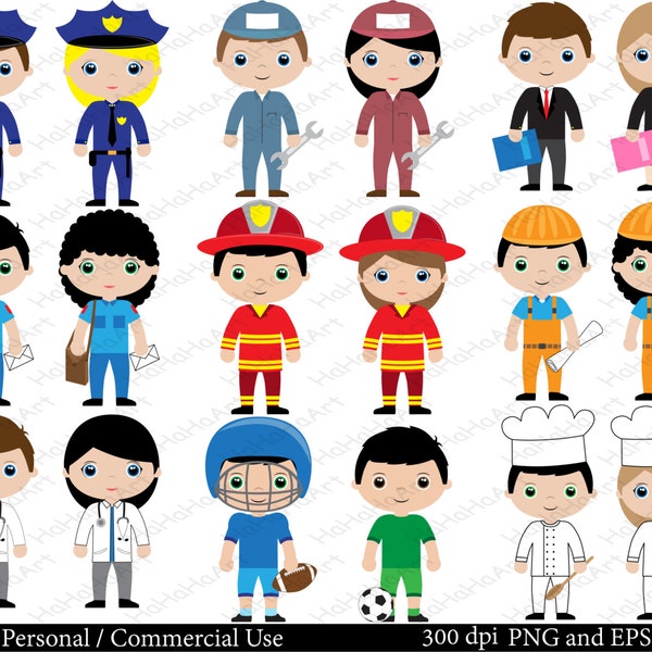 Professions Set Clipart - Digital Clip Art Graphics Personal Commercial Use - 18 PNG images professions 00121