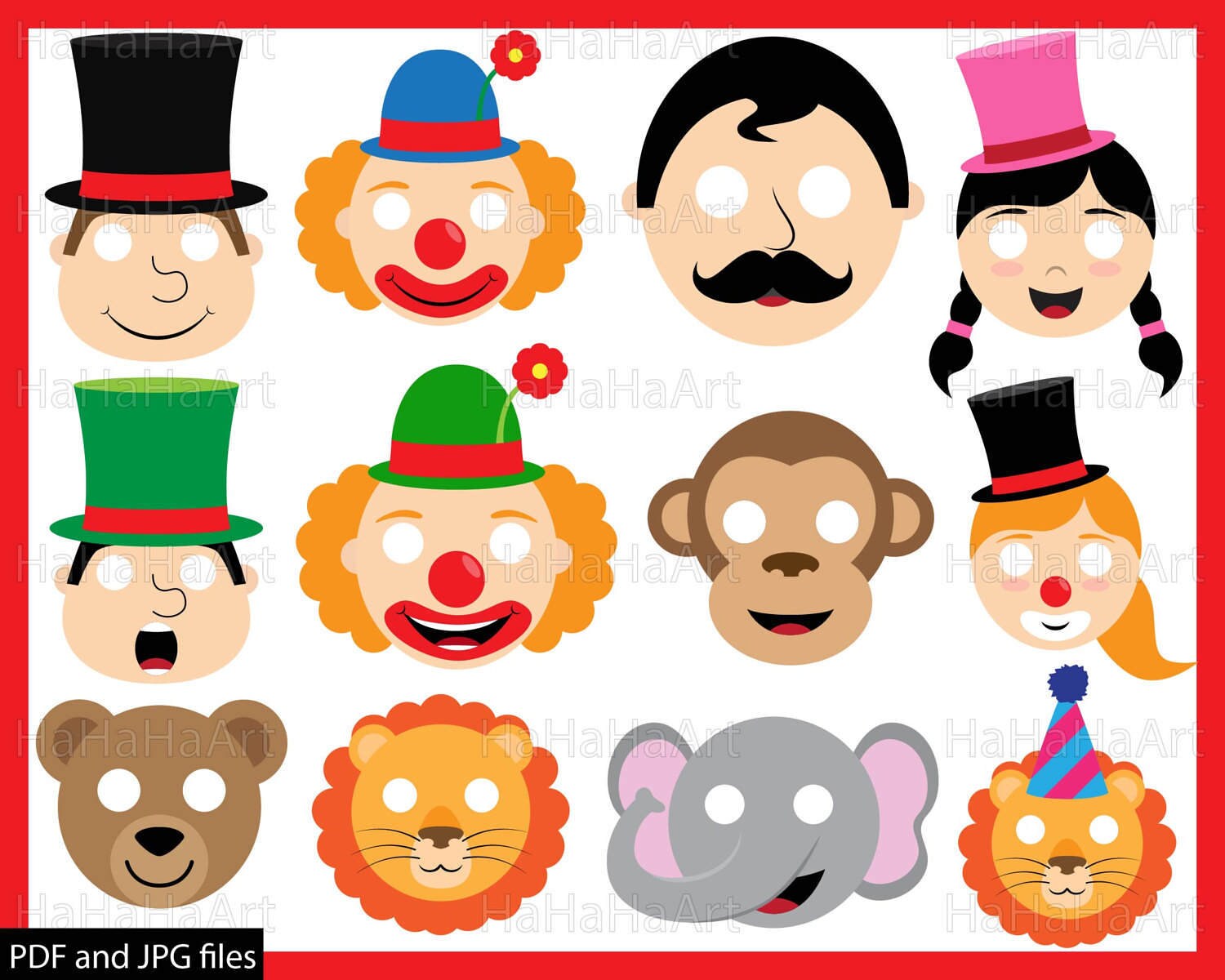 Circus Props ClipArt PDF JPG Digital Graphic Design Commercial Use Prop Photo Booth Instant Download Clip Art carnival clown