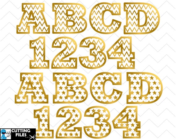 two gold alphabets cutting files monogram svg eps png vinyl etsy