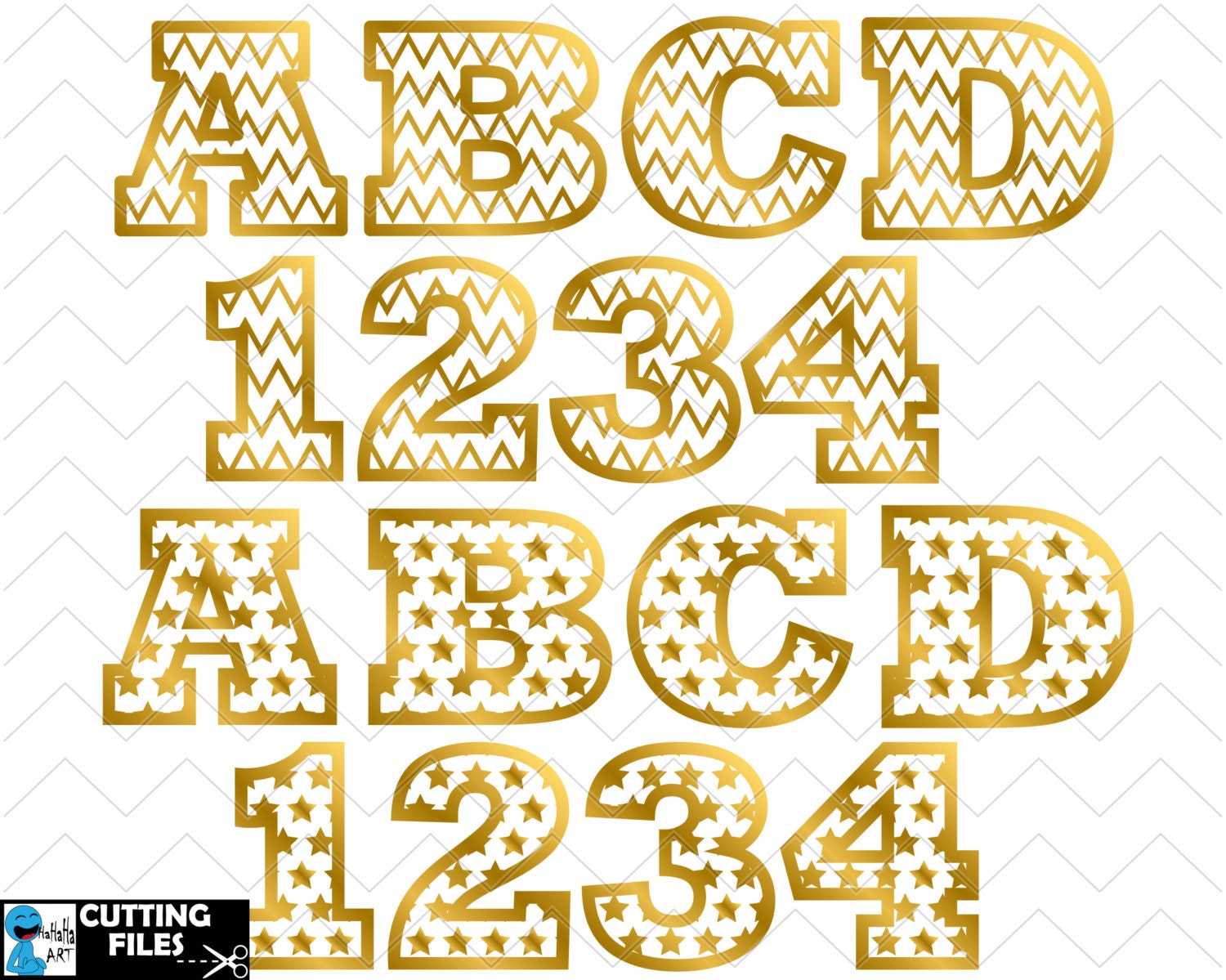 two gold alphabets cutting files monogram svg eps png vinyl etsy