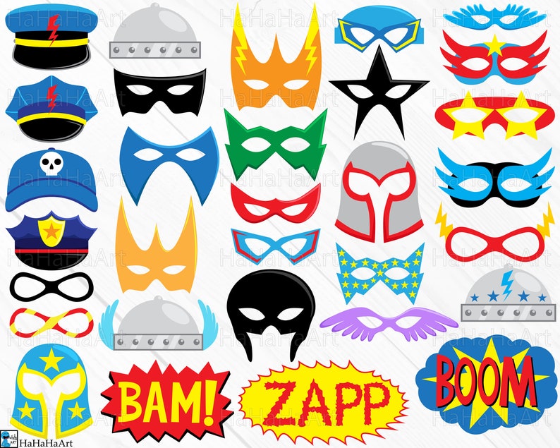 Superheros Masks Props Clipart Cutting Files svg png jpg digital graphic design cut layer party photo booth prop super hero