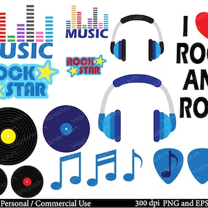 Rock and Roll for boys Set Clipart Digital Clip Art Graphics, Personal, Commercial Use 35 PNG images 00148 image 2