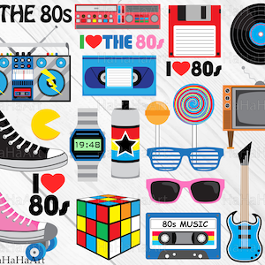 I Love The 80s v2 - Clip art / Arquivos de corte svg eps dxf png jpg design gráfico digital Download instantâneo diy Ano 1980 80 80's kid 00450c
