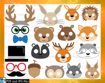 Forest Animals Props - ClipArt PDF JPG Digital Graphic Design Commercial Use Prop Photo Booth Instant Download Clip art Forest (00233)