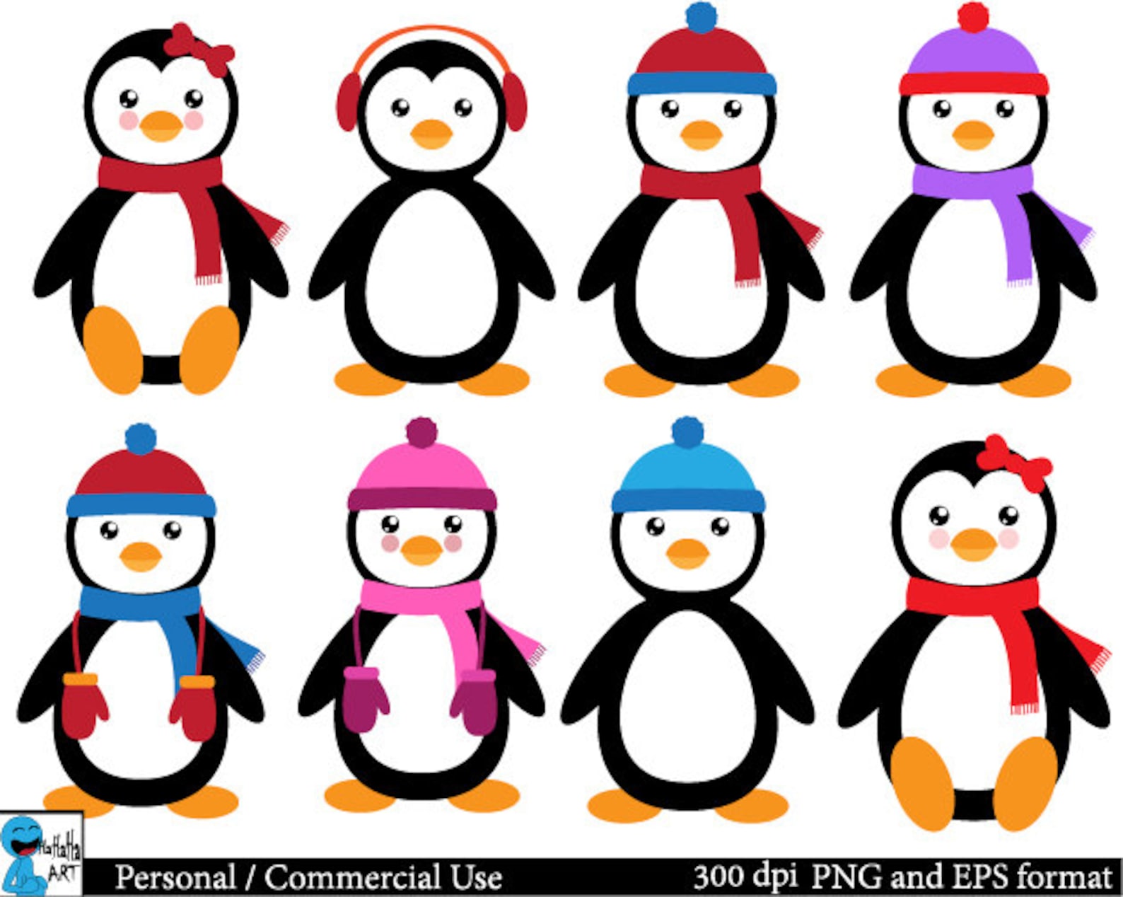 Penguins Set Clipart Digital Clip Art Graphics Personal | Etsy